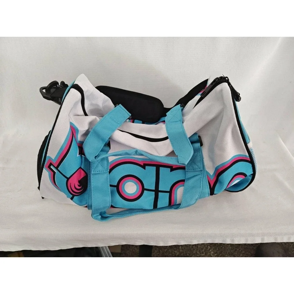 Bang Energy Drink‎ Promo Duffle Bag White Blue Pink Graphic Sporty Travel RARE!